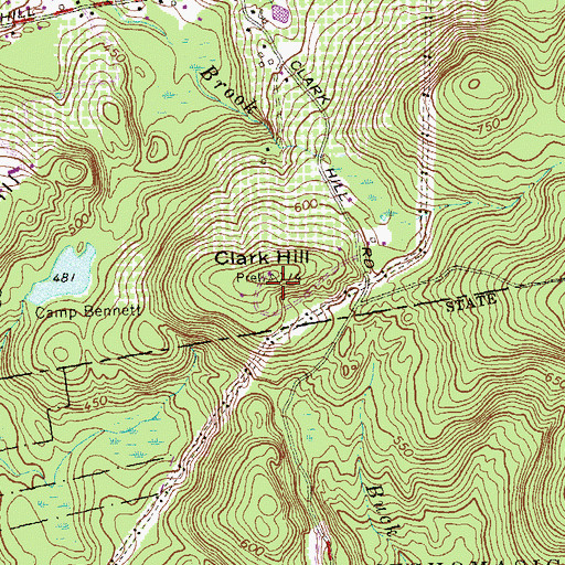 Topographic Map of Clark Hill, CT