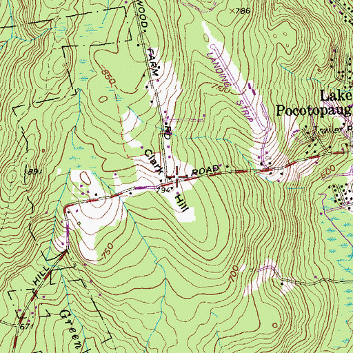 Topographic Map of Clark Hill, CT