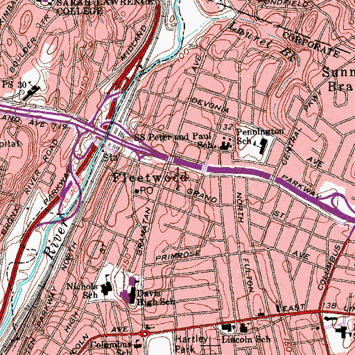Topographic Map of Immanuel Evangelical Lutheran Church, NY