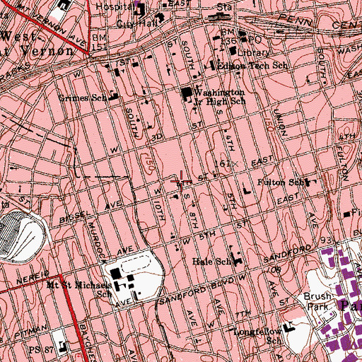 Topographic Map of Mount Vernon Neighborhood Health Facility, NY