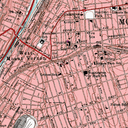 Topographic Map of Mount Carmel Parochial School, NY