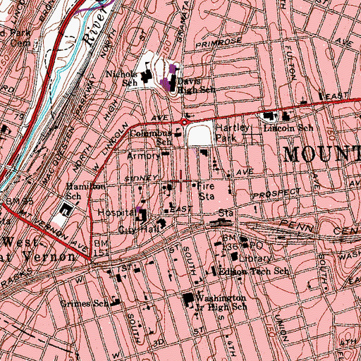 Topographic Map of Our Lady of Victory Parochial School, NY