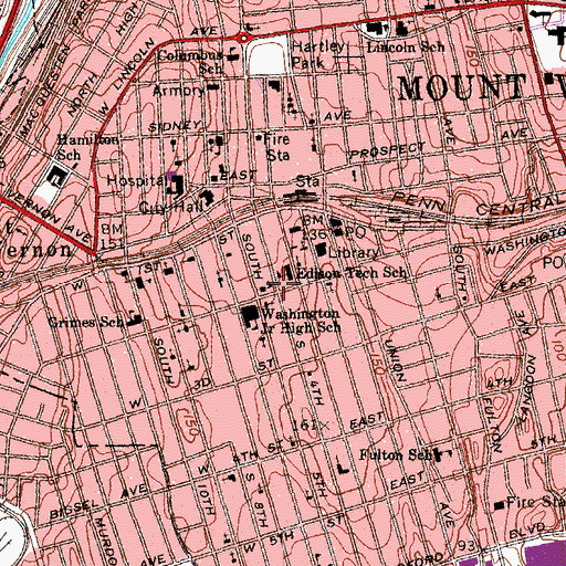 Topographic Map of Sacred Heart Parochial School, NY