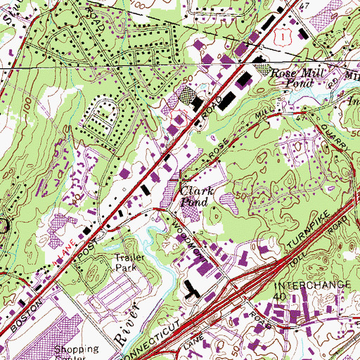 Topographic Map of Clark Pond, CT
