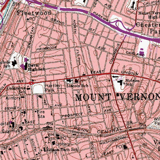 Topographic Map of Saint Ursula's School, NY