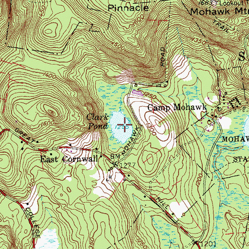 Topographic Map of Clark Pond, CT