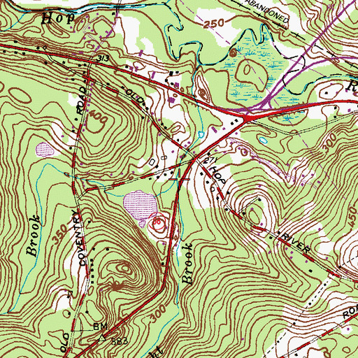 Topographic Map of Clarks Brook, CT