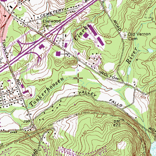 Topographic Map of Clarks Brook, CT