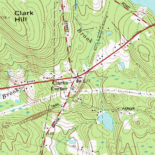 Topographic Map of Clarks Corner, CT