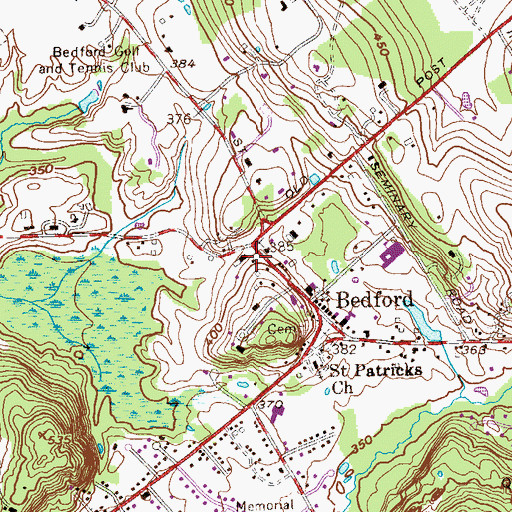 Topographic Map of Bedford Club Stables, NY
