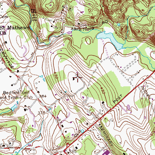 Topographic Map of Bedford Village Country Club, NY