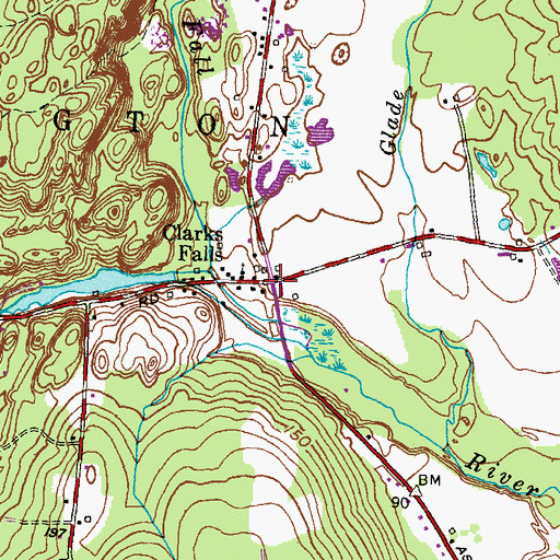 Topographic Map of Clarks Falls, CT