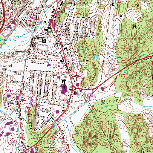 Topographic Map of New Castle Public School (historical), NY