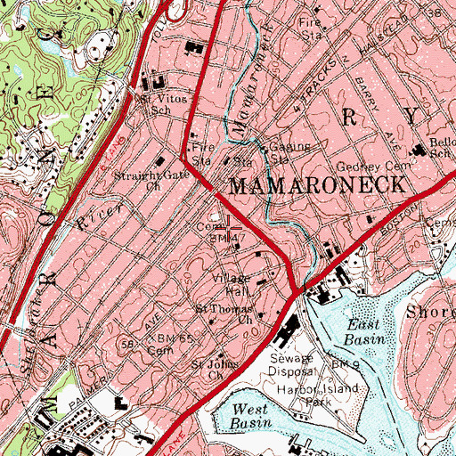 Topographic Map of Mamaroneck Health Center, NY