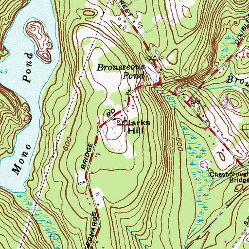 Topographic Map of Clarks Hill, CT