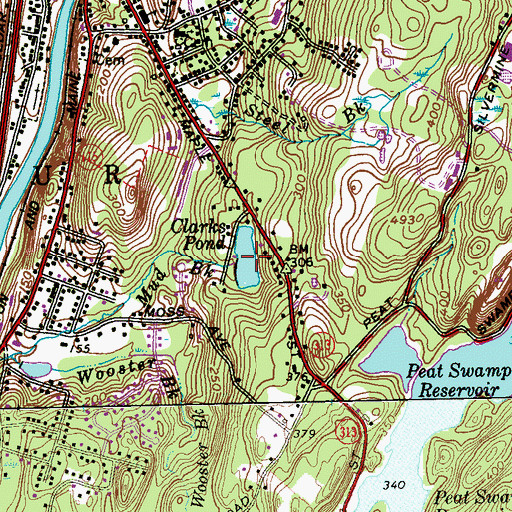 Topographic Map of Clarks Pond, CT