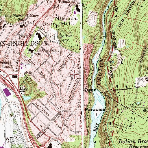 Topographic Map of Sunset Playground, NY