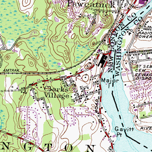 Topographic Map of Clarks Village, CT