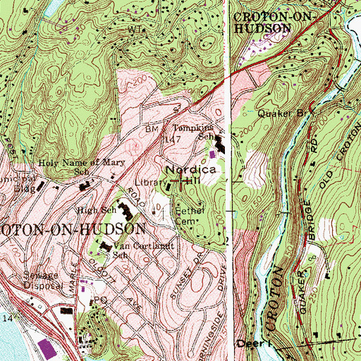 Topographic Map of Croton Free Library, NY