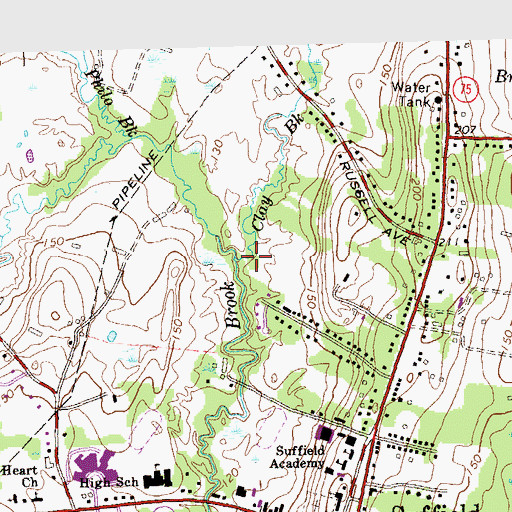 Topographic Map of Clay Brook, CT
