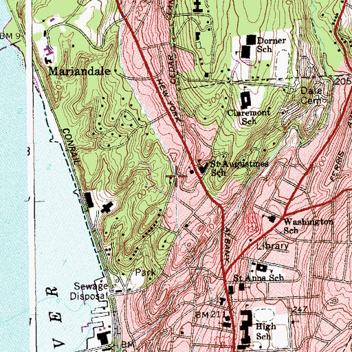 Topographic Map of Ossining Fire Department Ossining Hose Company 1 and Washington Ladder Company 2, NY