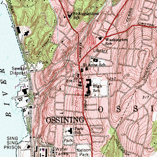 Topographic Map of Ossining Recreation Center, NY