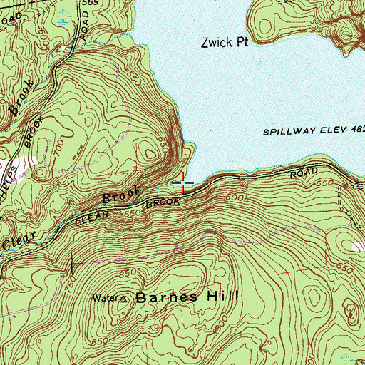 Topographic Map of Clear Brook, CT