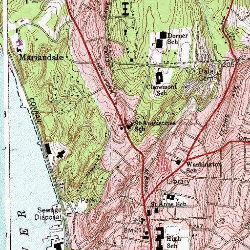 Topographic Map of Saint Augustines Roman Catholic Church, NY