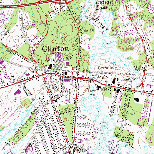 Topographic Map of Clinton, CT