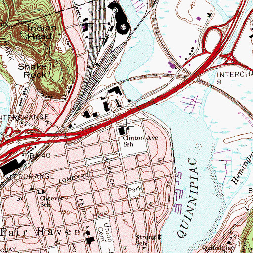 Topographic Map of Clinton Avenue School, CT
