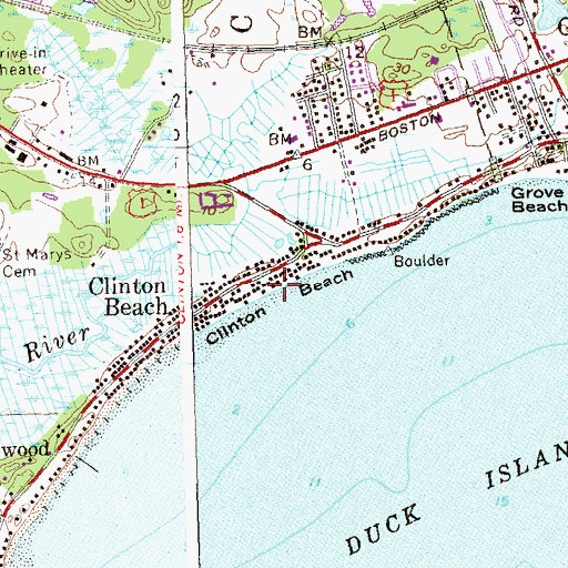 Topographic Map of Clinton Beach, CT