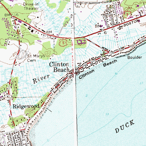 Topographic Map of Clinton Beach, CT