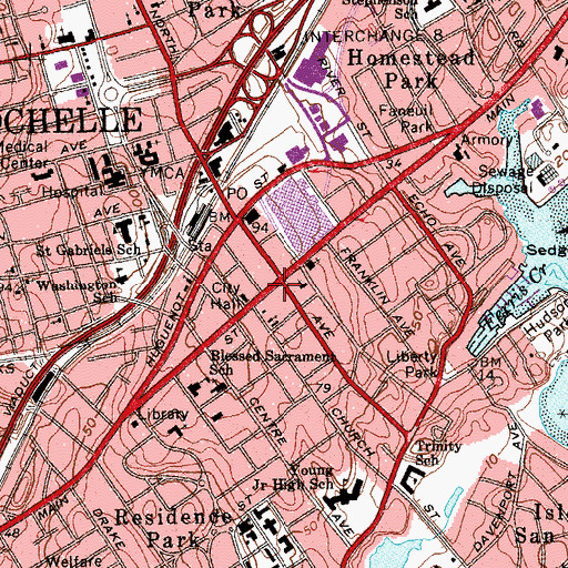 Topographic Map of Intercounty Business and Technical School, NY
