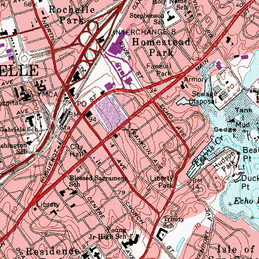 Topographic Map of Monroe College New Rochelle Campus, NY
