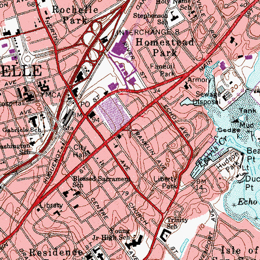 Topographic Map of Franklin Hall, NY