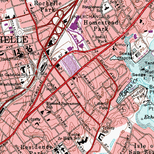 Topographic Map of Main Hall, NY