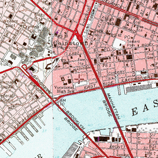 Topographic Map of Knickerbocker Village, NY