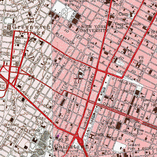 Topographic Map of Old Saint Patrick's Convent and Girls School, NY