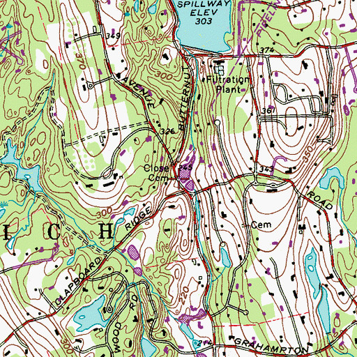 Topographic Map of Close Cemetery, CT