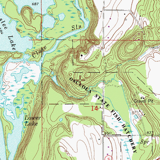 Topographic Map of Osceola Bedrock Glades State Natural Area, WI