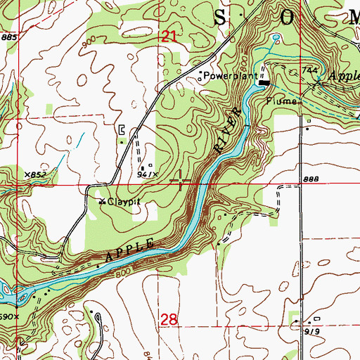 Topographic Map of Apple River Canyon State Natural Area, WI