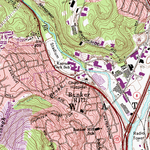 Topographic Map of Clough Brook, CT