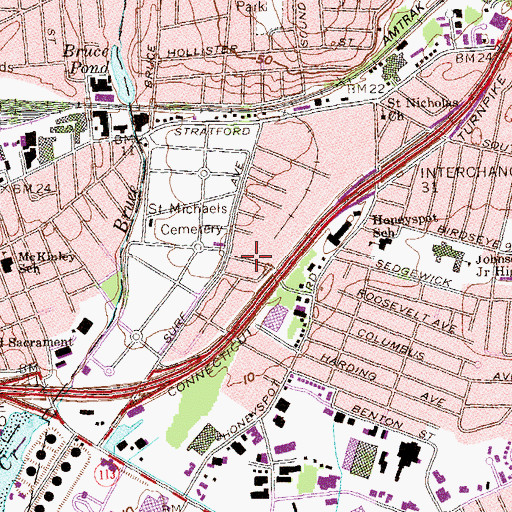 Topographic Map of Clover Field, CT