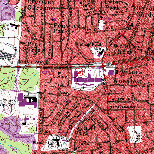 Topographic Map of Falls Church Airpark (historical), VA