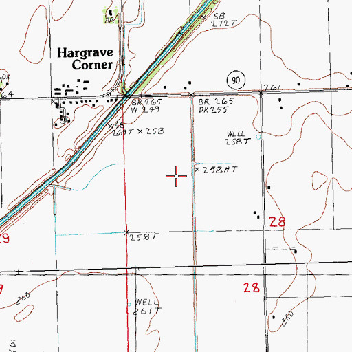 Topographic Map of Township of East Oak Bluff-Blue Cane, AR