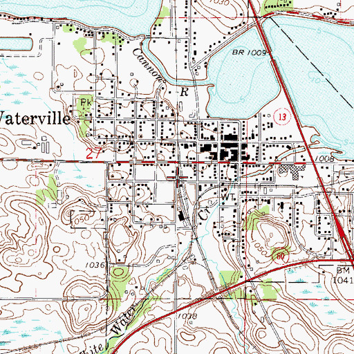 Topographic Map of Waterville Police Department, MN