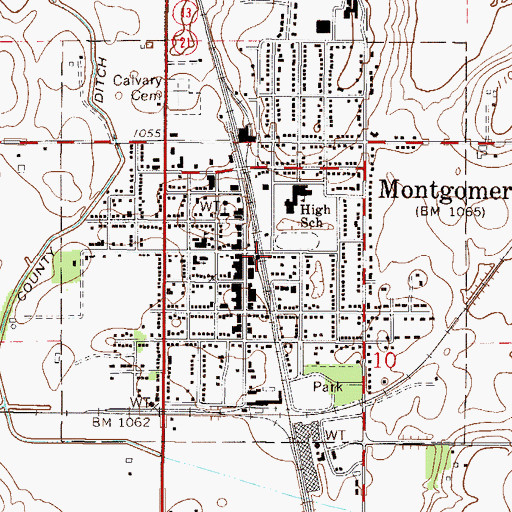 Topographic Map of Montgomery, MN