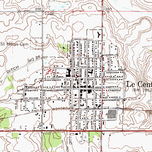 Topographic Map of Le Center Police Department, MN