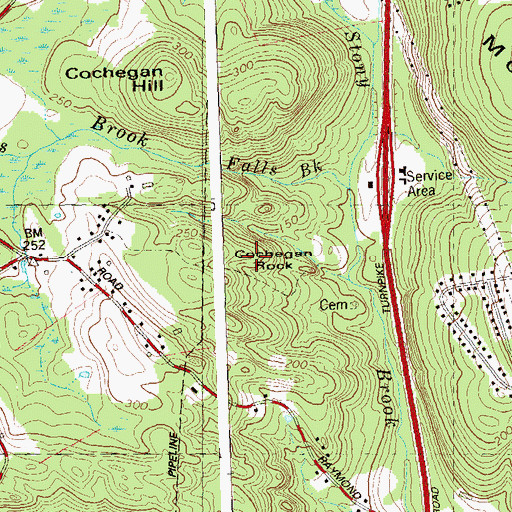 Topographic Map of Cochegan Rock, CT