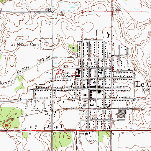 Topographic Map of Le Center High School, MN